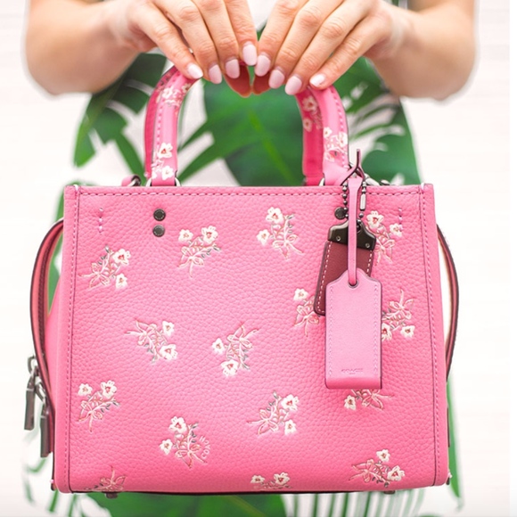 coach pink floral purse